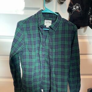 American Eagle Outfitters Green and Blue Casual Button Down Shirt